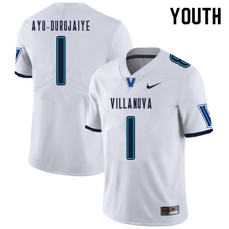 Youth #1 TD Ayo-Durojaiye Villanova Wildcats College Football Jerseys Sale-White - Click Image to Close